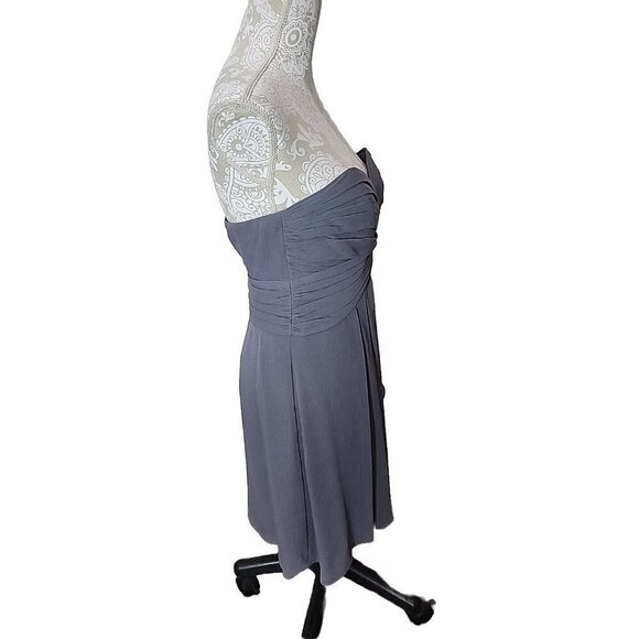 David's Bridal Strapless Pewter Knee Length Dress  Wedding, Formal, Prom Size 4 - Picture 3 of 8